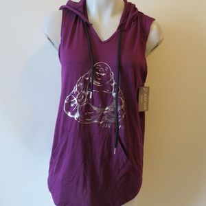 purple sleeveless hoodie